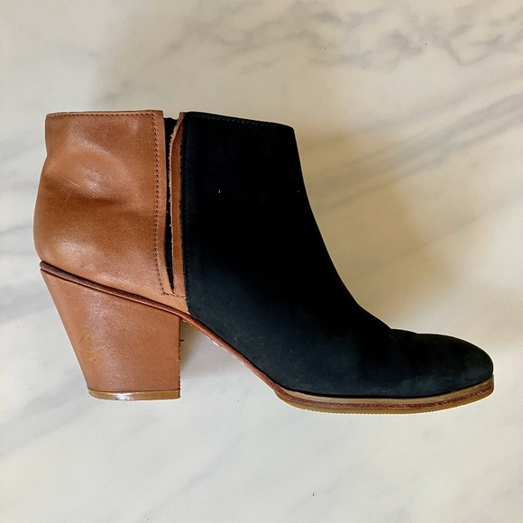 Rachel Comey Two-Tone Black/Brown Suede & Leather Booties 10 9.5 - Picture 1 of 5